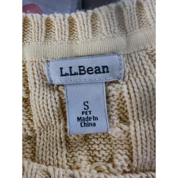 Vintage LL BEAN Women's Cabled Cotton Sweater Yellow Crew Neck Small - Picture 6 of 6